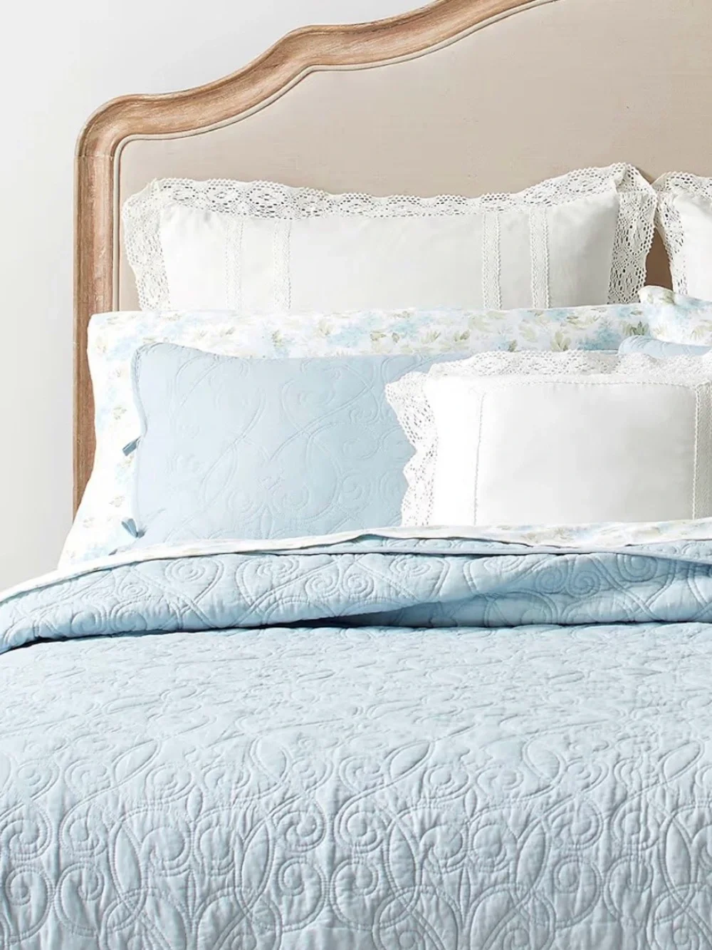 Light Blue Quilted Bedspread Set - Classic Home Bedding Laura Ashley